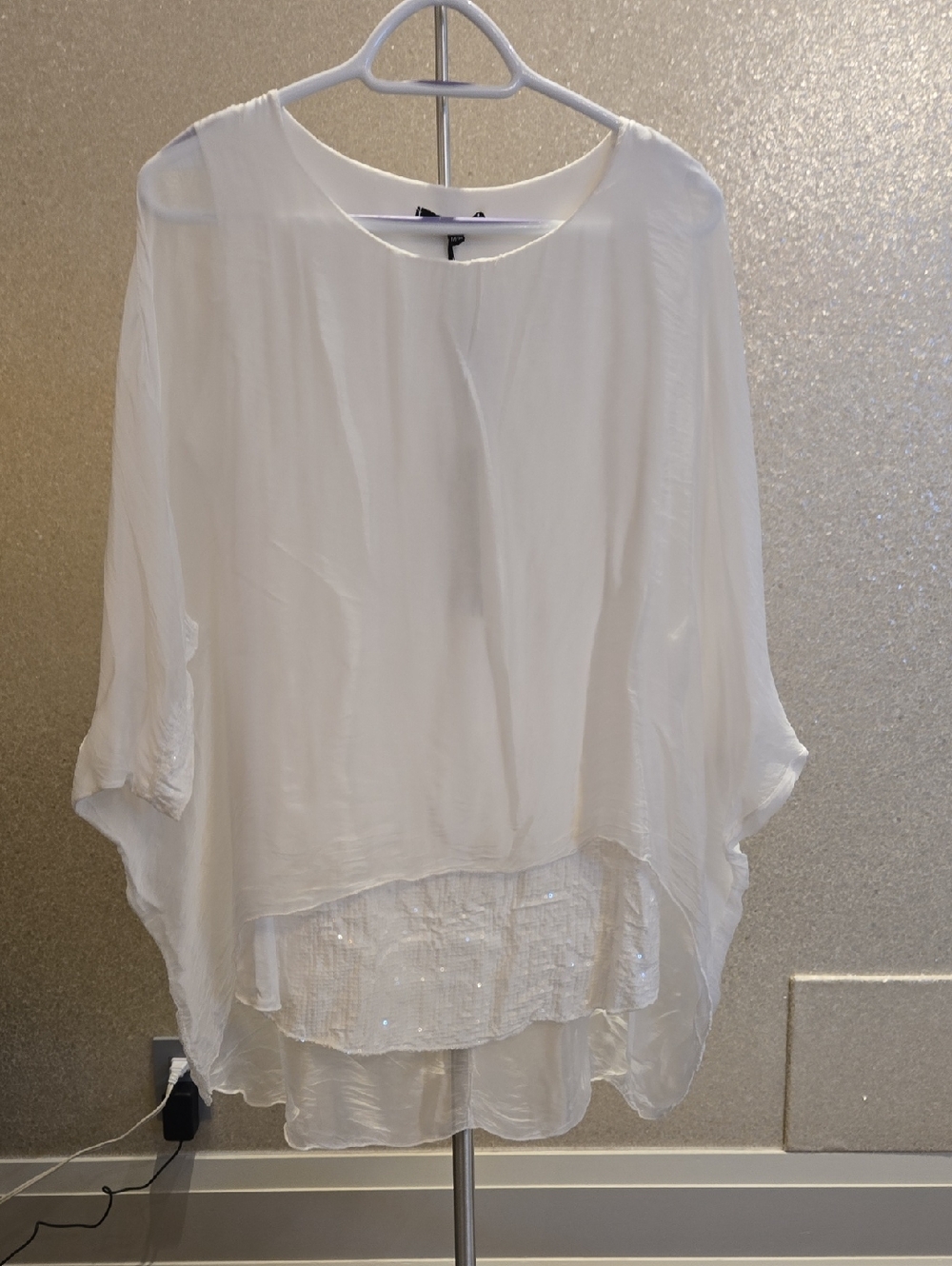 Charlie B White Layered Sheer Tunic Top